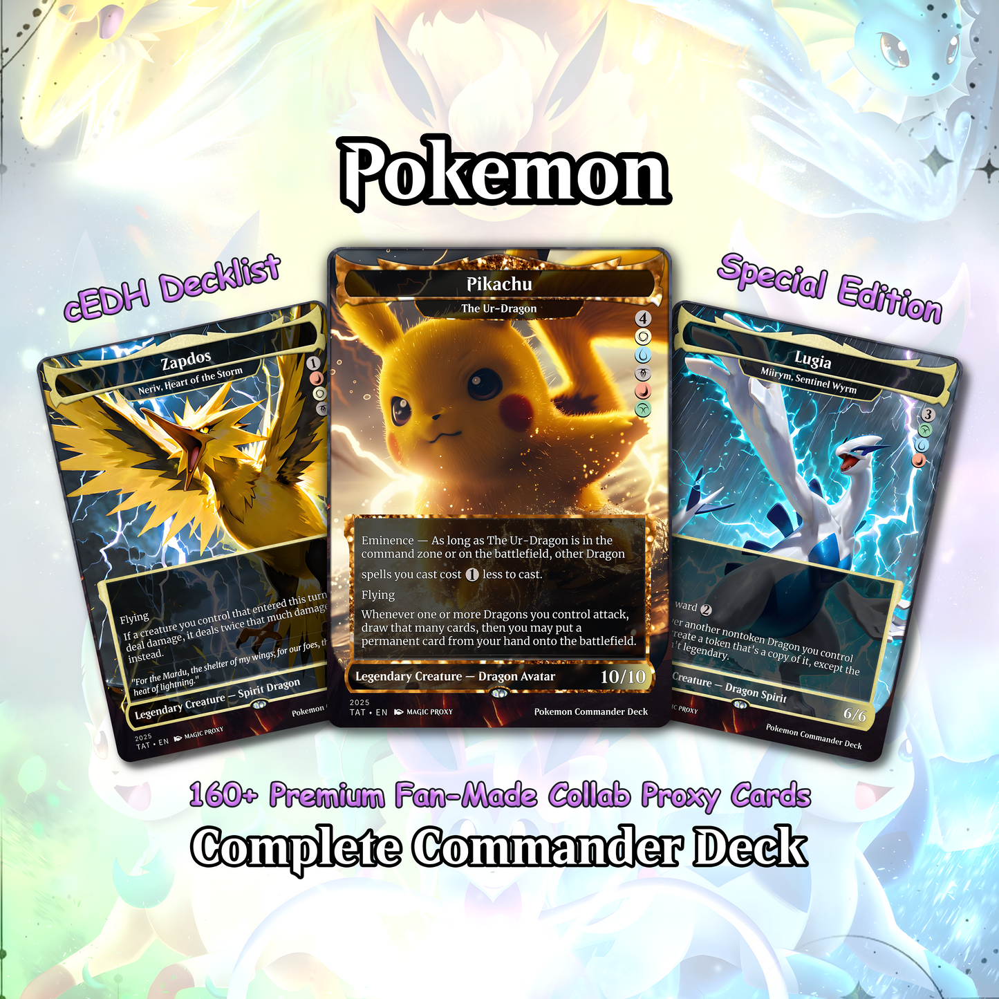 P.o.k.e.m.o.n Commander cEDH Deck - P.o.k.e.m.o.n Commander Magic Commander - Magic Proxy Deck with 160+ Unique Cards - Custom Cards MTG Proxy for Casual Play
