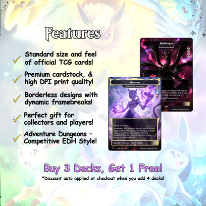 P.o.k.e.m.o.n Commander cEDH Deck - P.o.k.e.m.o.n Commander Magic Commander - Magic Proxy Deck with 160+ Unique Cards - Custom Cards MTG Proxy for Casual Play