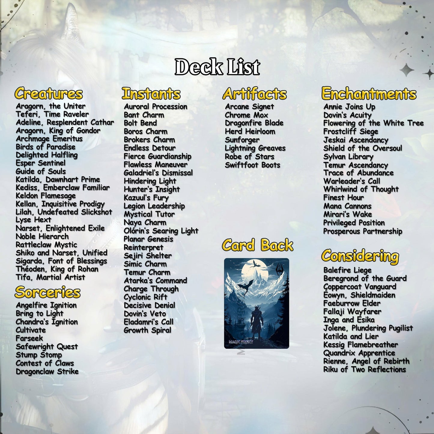 Skyrim Themed cEDH Deck - Skyrim Themed Magic Commander - Magic Proxy Deck with 160+ Unique Cards - Custom Cards MTG Proxy for Casual Play